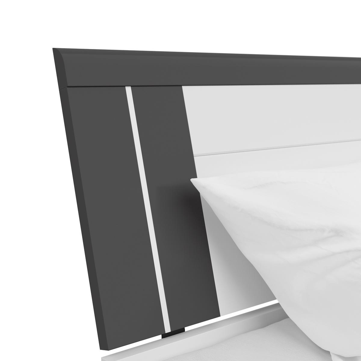 Stauraumbett in Weiss/Graphitfarben - Weiss/Graphitfarben, Konventionell, Holzwerkstoff (140/200cm) - Mömax
