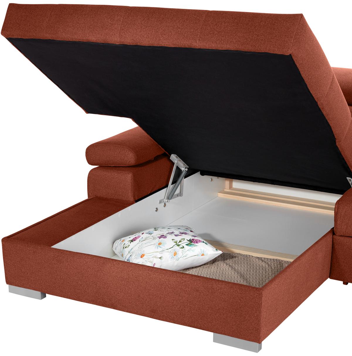 Kutna Garnitura Perry - boje hrđe/srebrne boje, Design, tekstil/drvo (183/292cm) - Modern Living