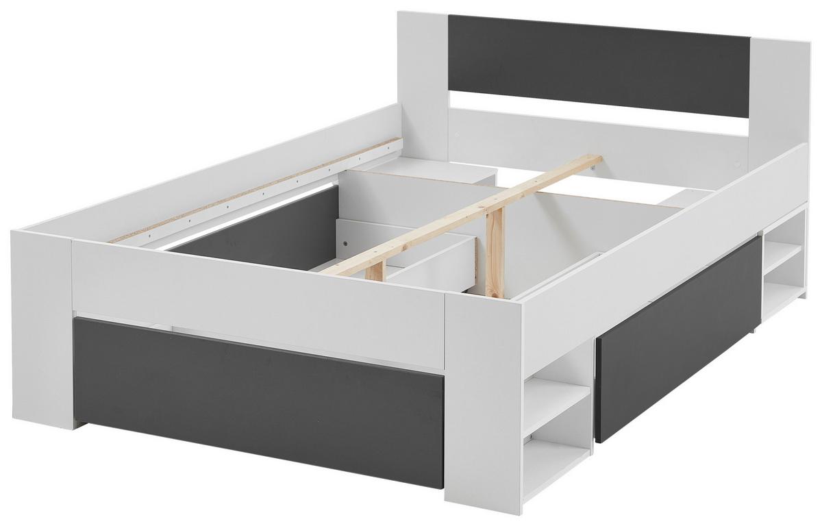 Postelja S Predalom Azurro 2-120 - bela/antracit, Moderno, leseni material (120/200cm) - Mömax