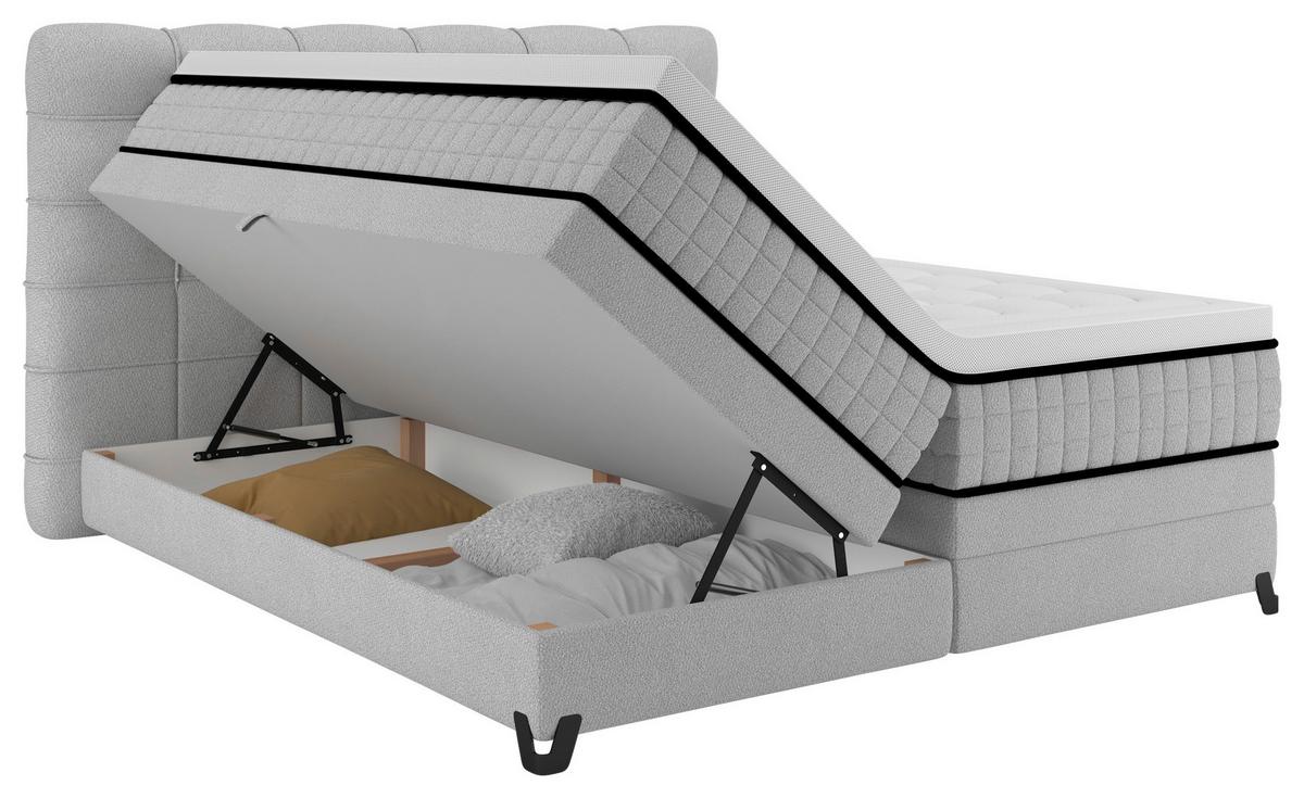 Boxspringbett Carmen C Hellgrau ca. 180x200cm - Hellgrau, Konventionell, Holz/Holzwerkstoff (180/200cm) - Premium Living