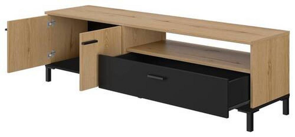 Tv-element Trust, Črna, Barva Hrasta - črna/barve hrasta, Moderno, umetna masa/leseni material (160/47/40cm) - MID.YOU