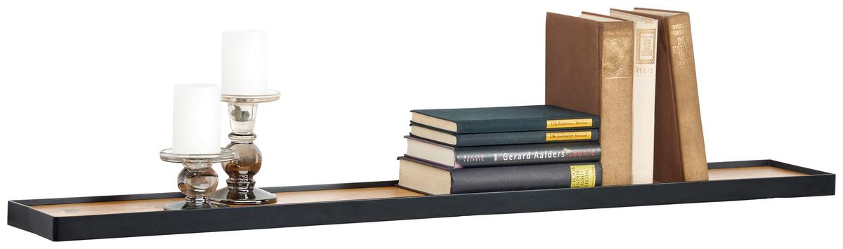 PÓŁKA ŚCIENNA RICKY - kolor dębowy/czarny, Basics, materiał drewnopochodny/metal (110/3/15cm) - Xora