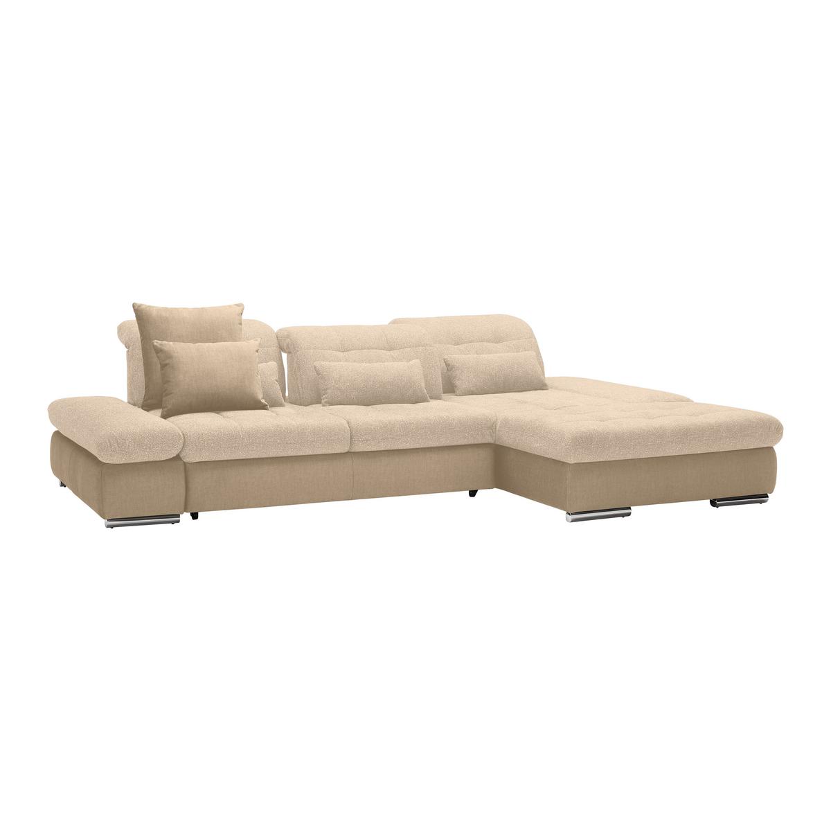 Wohnlandschaft Sanfino Beige/Taupe - Taupe/Chromfarben, KONVENTIONELL, Holz/Textil (305/79-96/199cm) - Premium Living