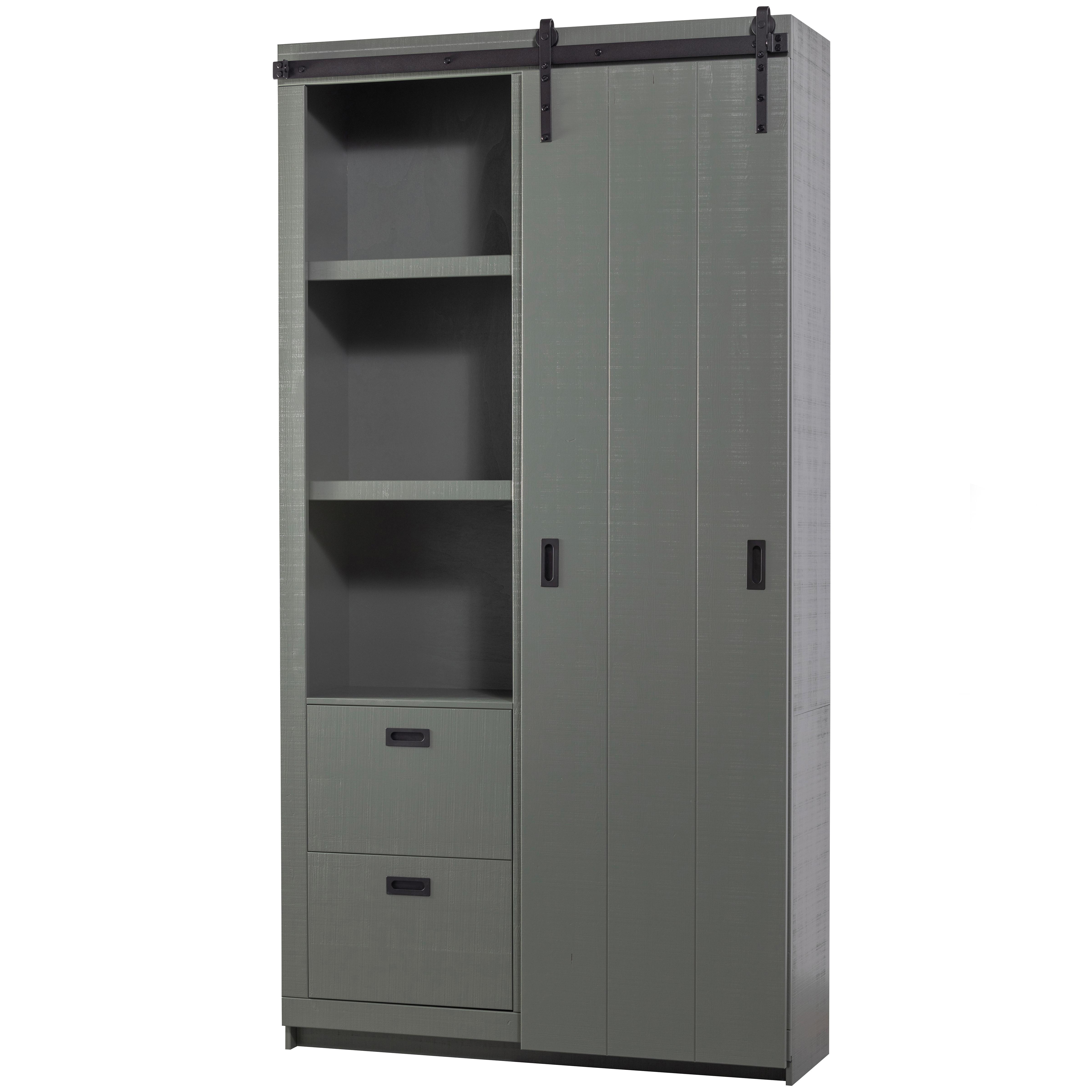 Mehrzweckschrank Slide Barn Grün - Schwarz/Grün, Design, Holz (122/230/37cm) - Livetastic