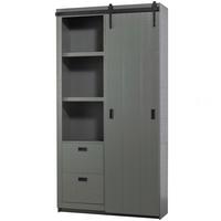 Mehrzweckschrank Slide Barn Grün - Schwarz/Grün, Design, Holz (122/230/37cm) - Livetastic