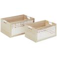 Aufbewahrungsboxen-Set Nora Naturfarben/Weiß 2er Set - Naturfarben/Weiß, MODERN, Holzwerkstoff (46/40,5/30,5/35,5/23/20,5cm) - MÖMAX modern living