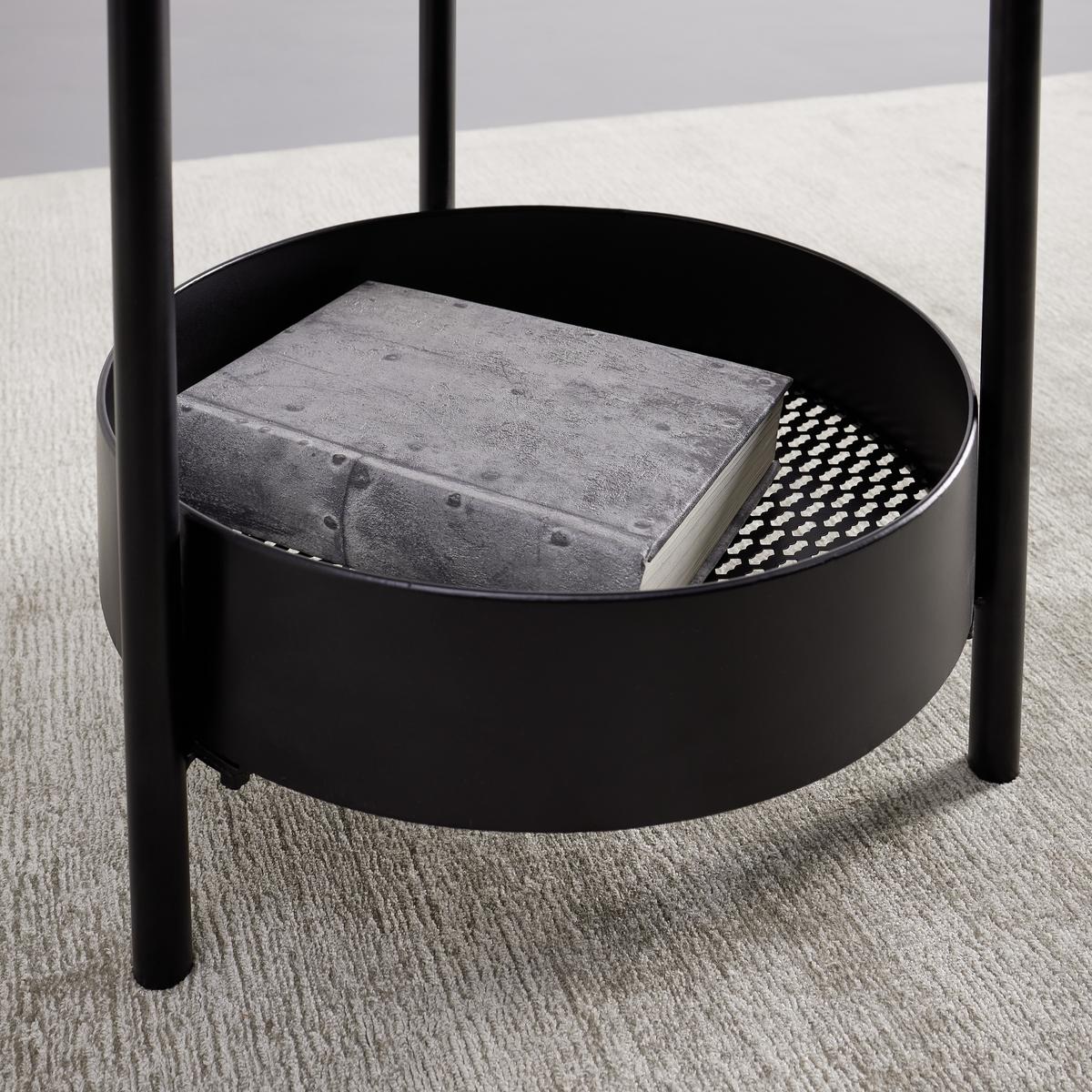 Beistelltisch Ketty Naturfarben Eiche Rund - Schwarz/Naturfarben, MODERN, Holz/Metall (51/51/50cm) - Bessagi Home