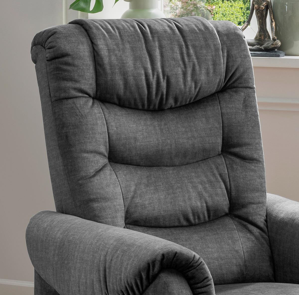 Fernsehsessel Nino Dunkelgrau Velours - Dunkelgrau/Schwarz, Design, Kunststoff/Textil (76/106/94cm) - Livetastic