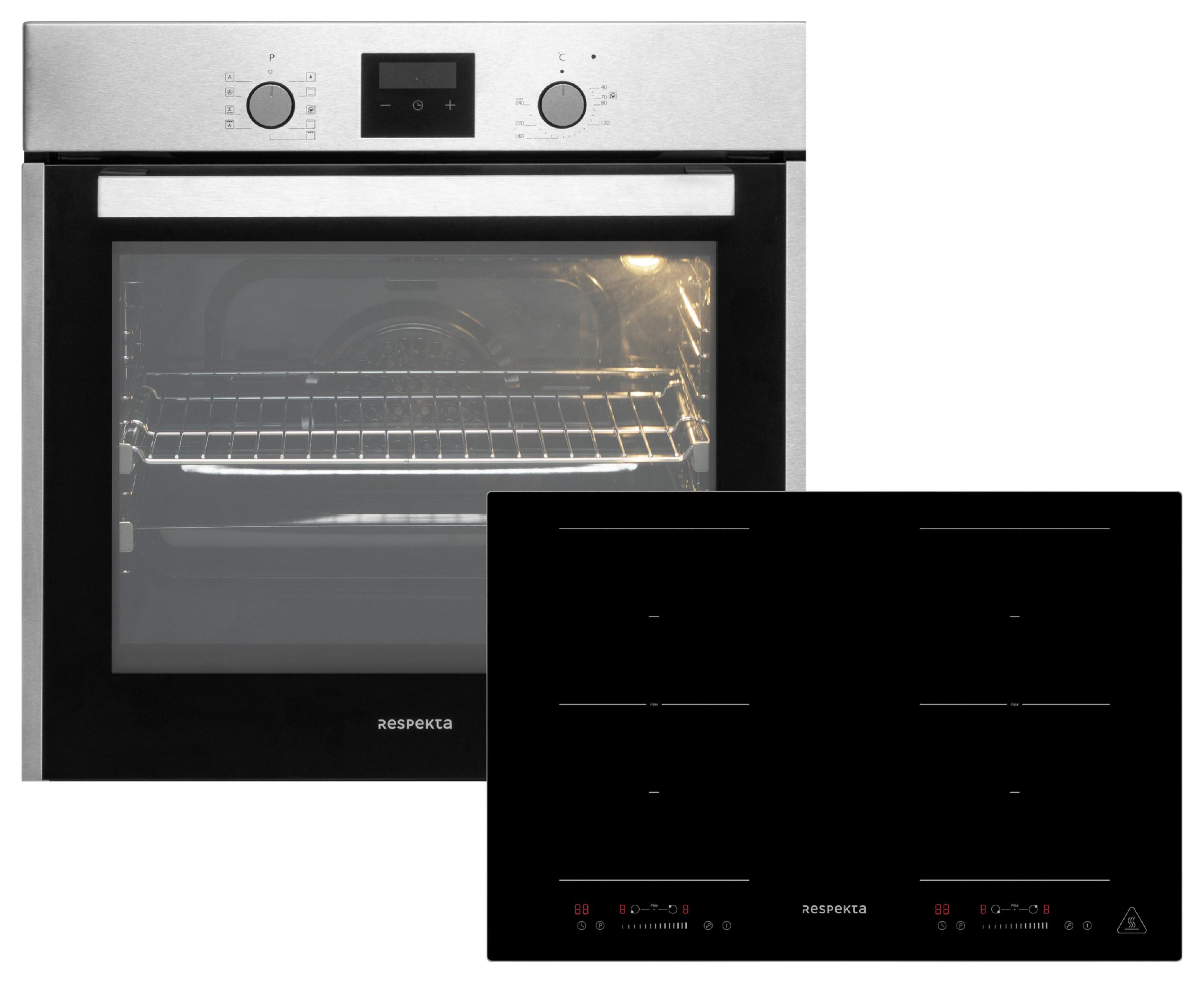 Backofenset ASET1408800l ca. 59,5/59,5/56,5cm Edelstahl - Edelstahlfarben/Schwarz, Trend, Glas/Metall (59,5/59,5/56,5cm) - Respekta