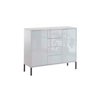 Kommode Mailand Typ 11 Weiß - Weiß Hochglanz/Anthrazit, MODERN, Holzwerkstoff/Metall (105,5/86/33cm) - MID.YOU