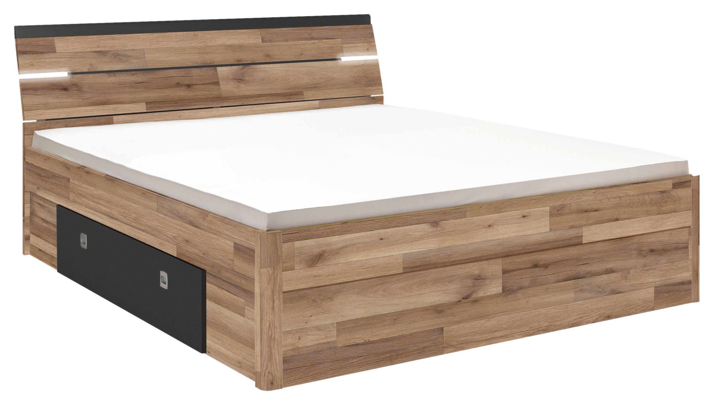 Postelja Mars, S Predali, 180x200 - temno siva/črna, Konvencionalno, umetna masa/leseni material (180/200cm) - MID.YOU