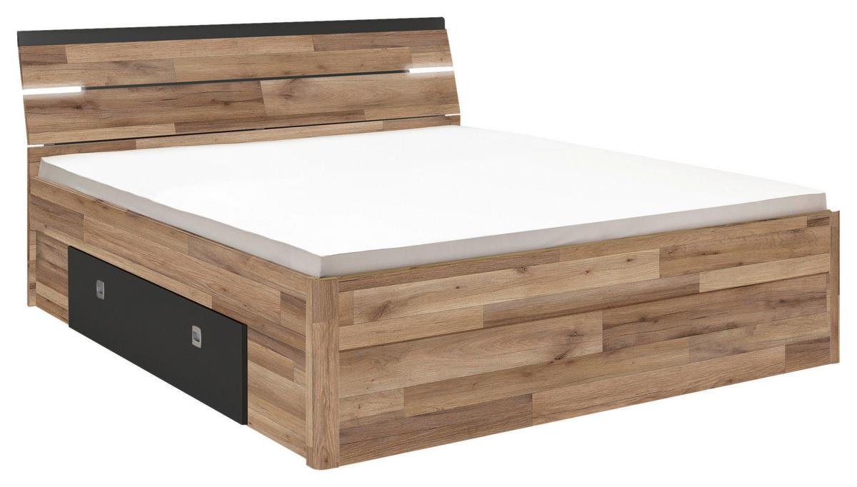 Postelja Mars, S Predali, 180x200 - temno siva/črna, Konvencionalno, umetna masa/leseni material (180/200cm) - MID.YOU