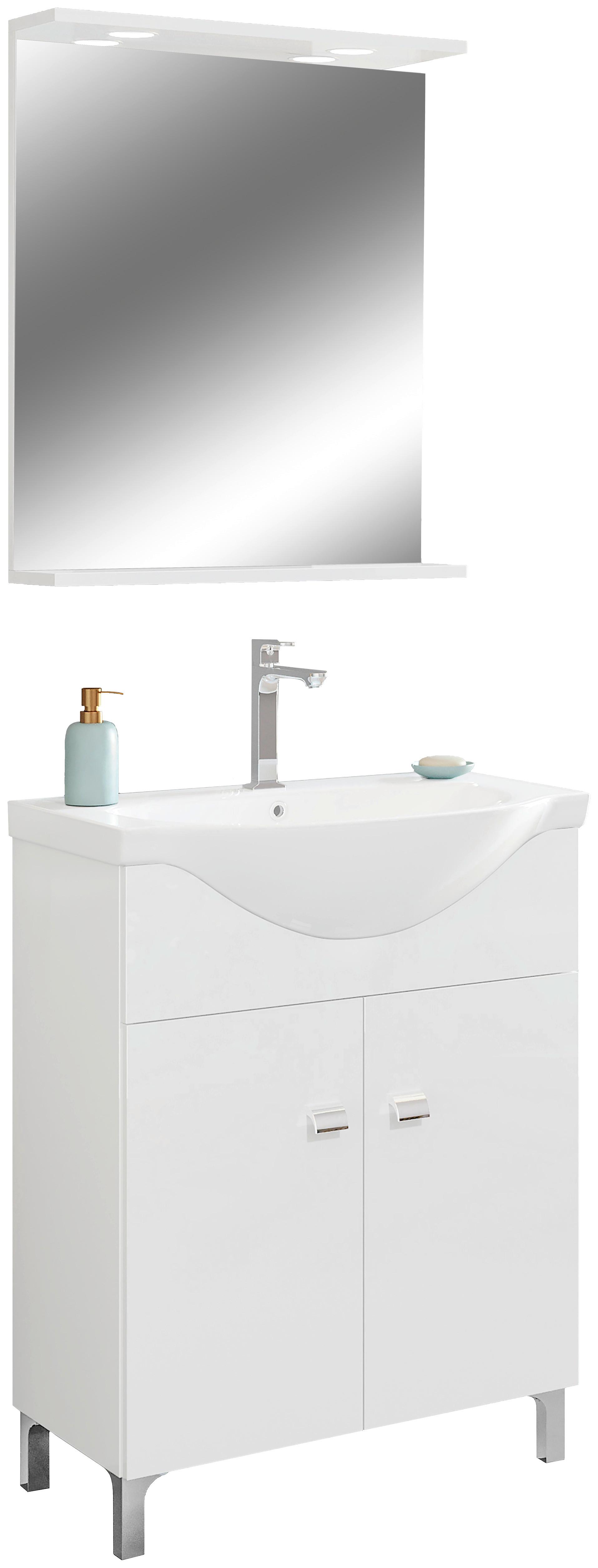 Fürdőszobablokk Betty - fehér, Konventionell, faalapú anyag/kerámia (67/158/45cm) - Best Price