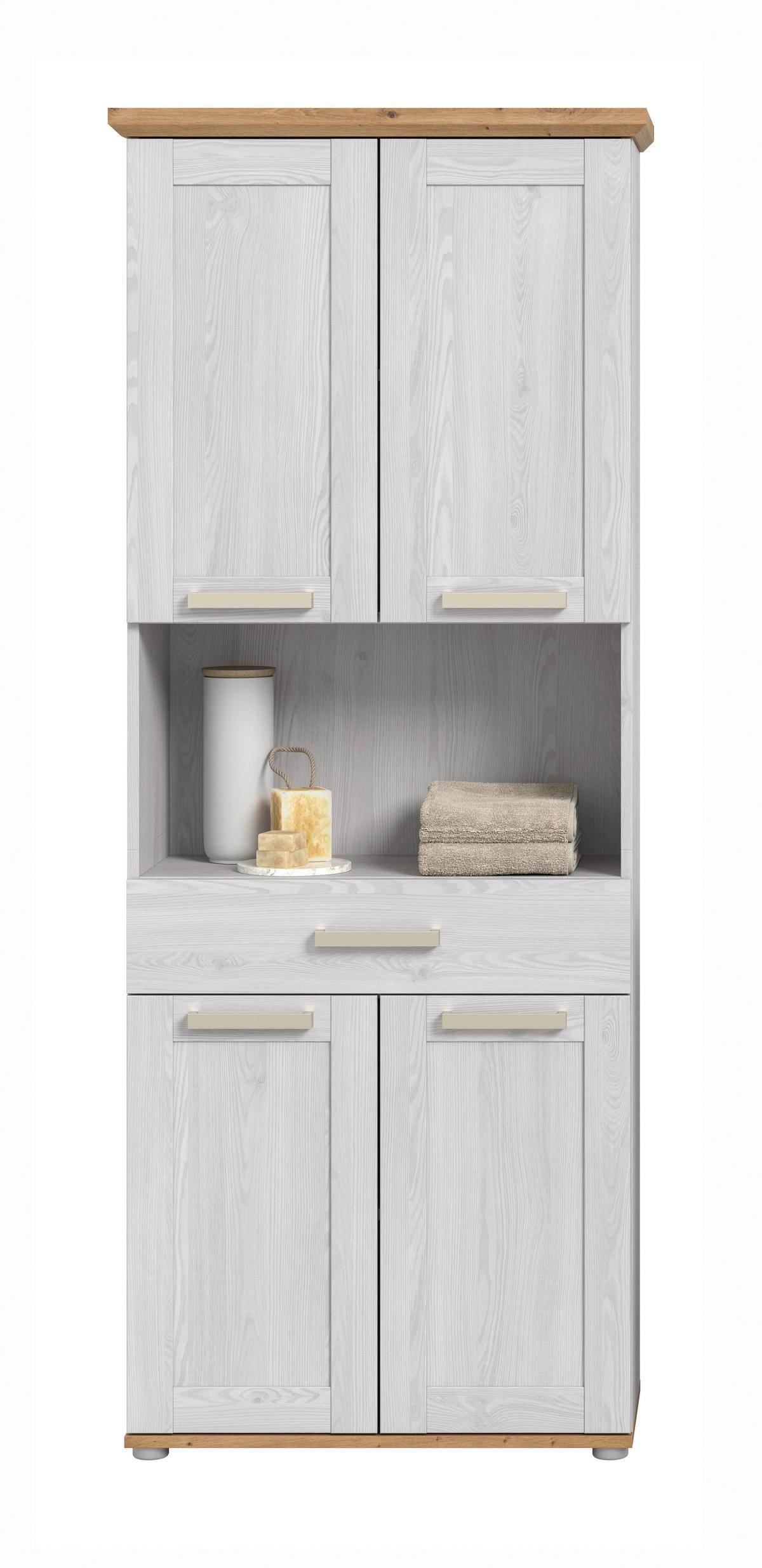 HOCHSCHRANK VERONA - Silberfarben/Lärchefarben, Trend, Holzwerkstoff/Kunststoff (74/187/34cm) - MID.YOU