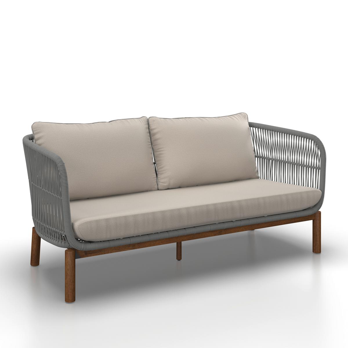 LOUNGEGARNITUR MALENE - Creme/Naturfarben, Modern, Holz/Textil (168/70,5/80cm) - Bessagi Garden