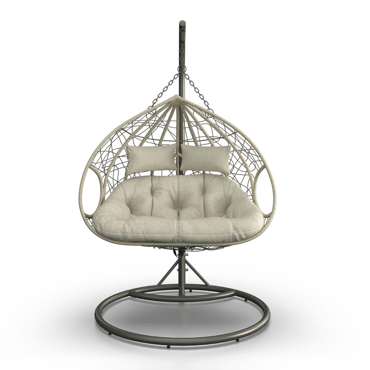 Hängesessel Enea Creme Metall/Kunststoff/Outdoorstoff - Creme/Grau, MODERN, Kunststoff/Textil (133/205/120cm) - Bessagi Garden