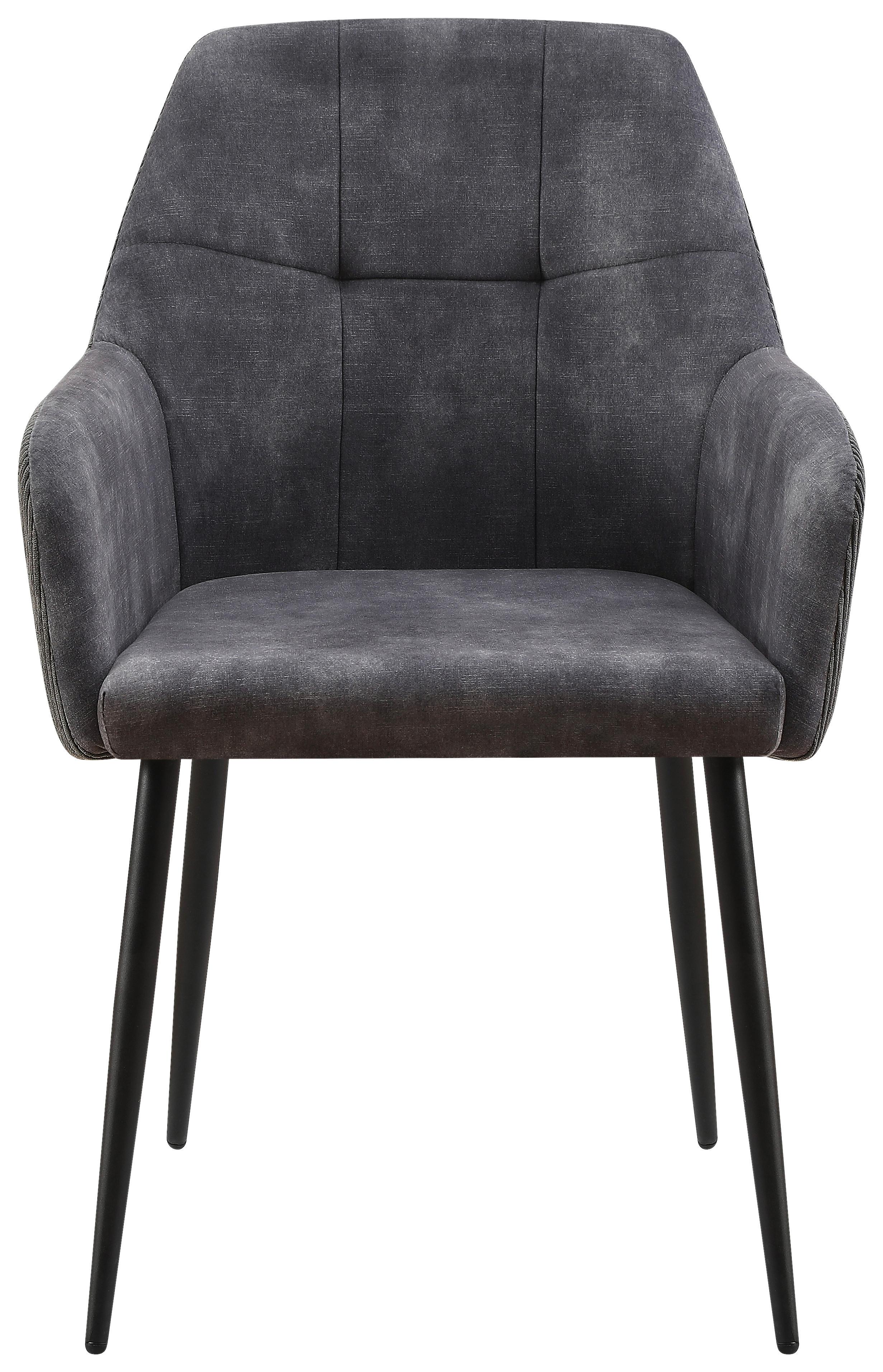 STOL MED ARMSTÖD MAJA -BASED- - grå/svart, Modern, metall/textil (56,5/87/60cm) - Based