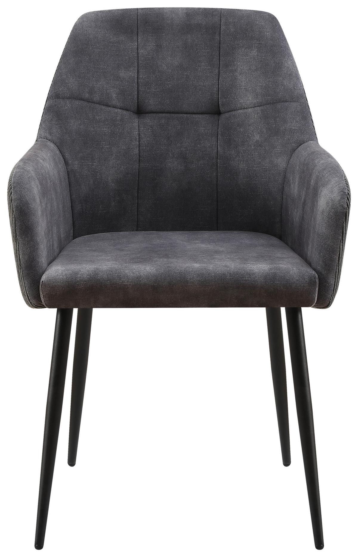 Armlehnstuhl Maja Grau - Schwarz/Grau, MODERN, Textil/Metall (56,5/87/60cm) - Based