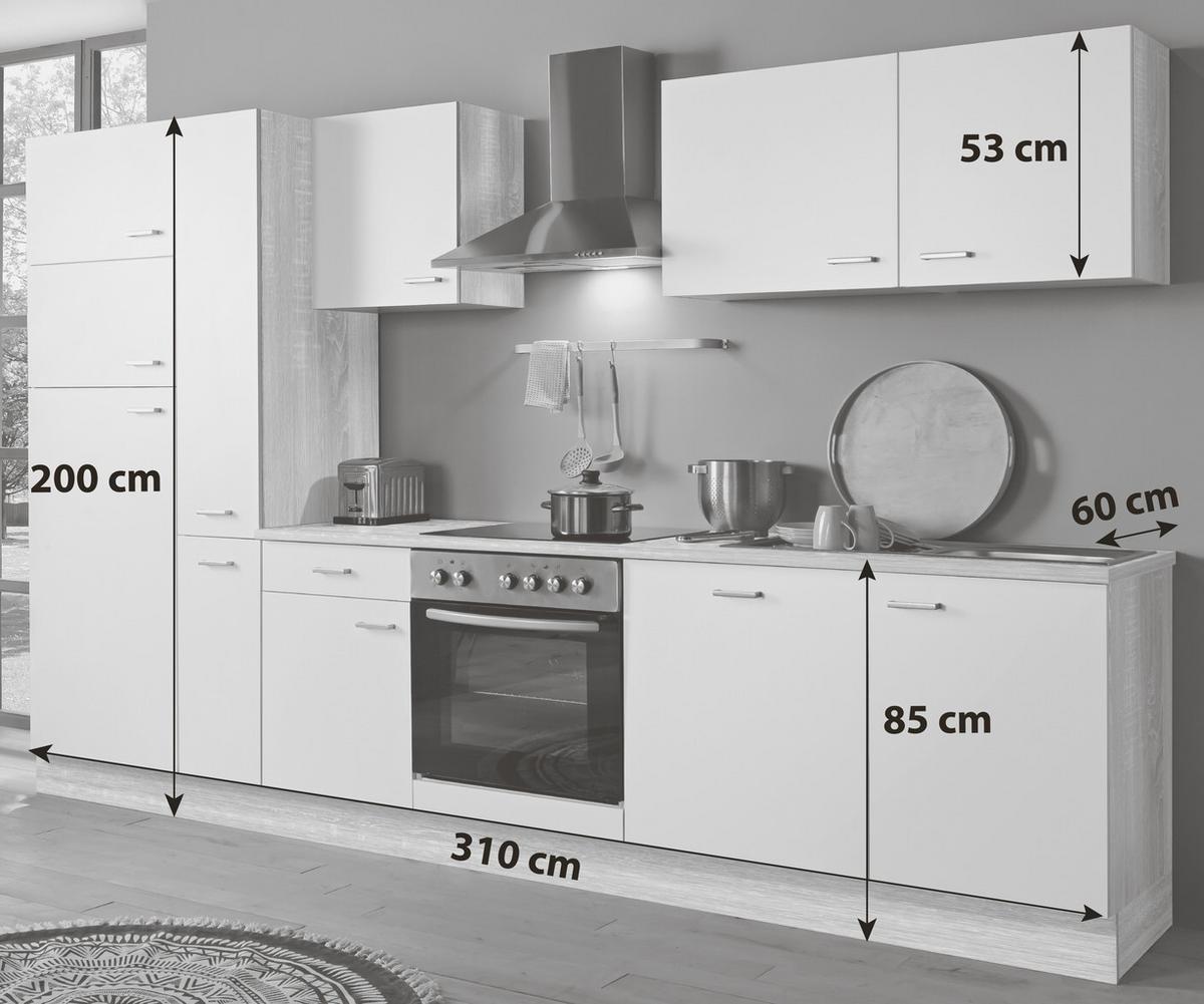 Menke Küchenblock Classic Dunkelbraun/Eiche B: ca. 310cm - Dunkelbraun/Silberfarben, KONVENTIONELL, Holzwerkstoff/Kunststoff (310cm) - Menke