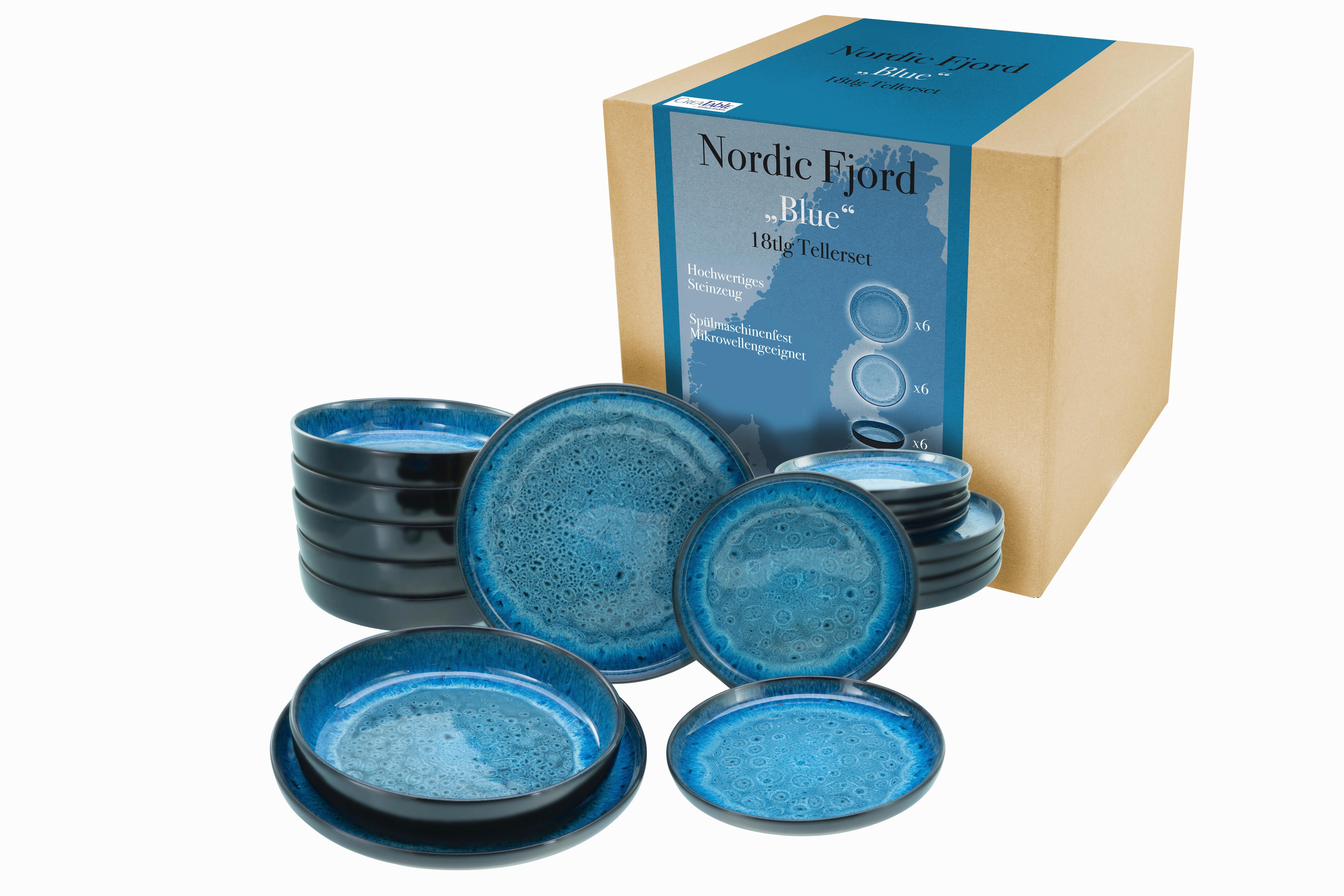 Jedilni Servis Nordic Fjord Blue, 18-Delni - modra, Basics, keramika - Creatable