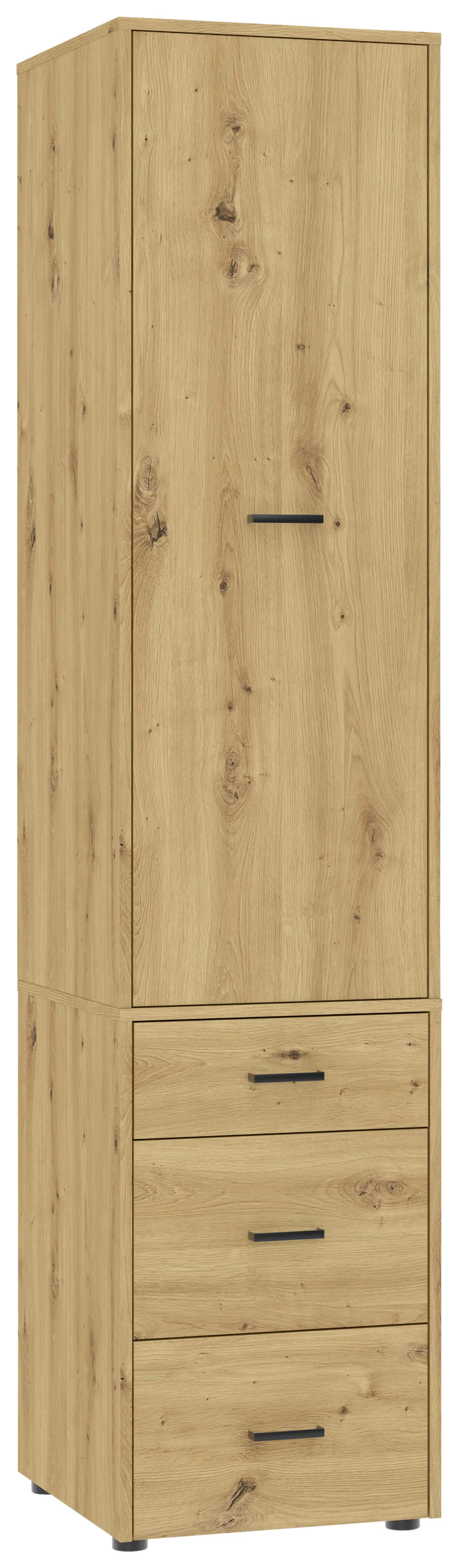 Kleiderschrank Kivo Eiche Artisan - Schwarz/Eiche Artisan, Basics, Holzwerkstoff/Kunststoff (45/199,6/52,1cm) - Based