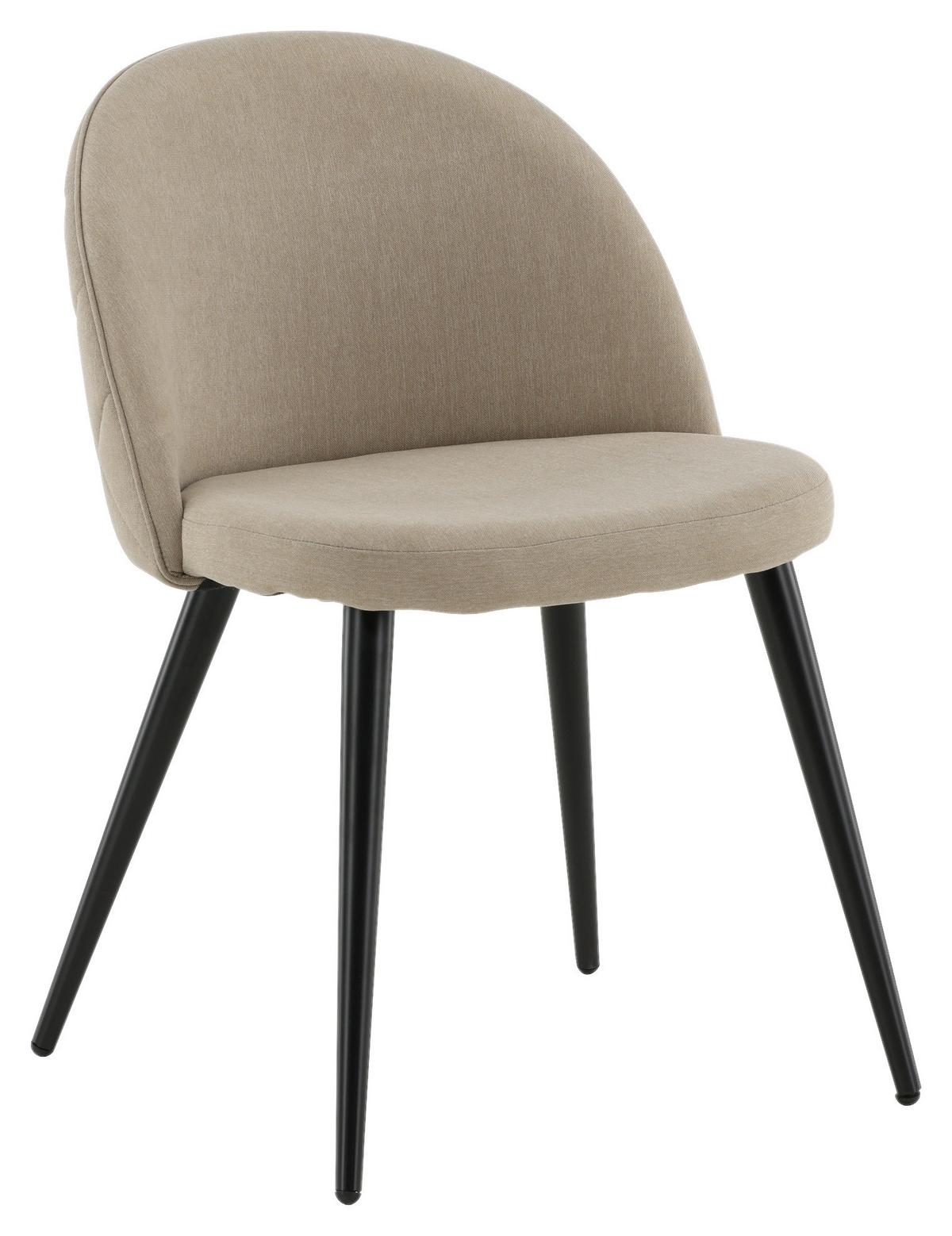 STUHL-SET VELVET - Beige/Schwarz, Design, Textil/Metall (50/76,5/57cm) - Livetastic