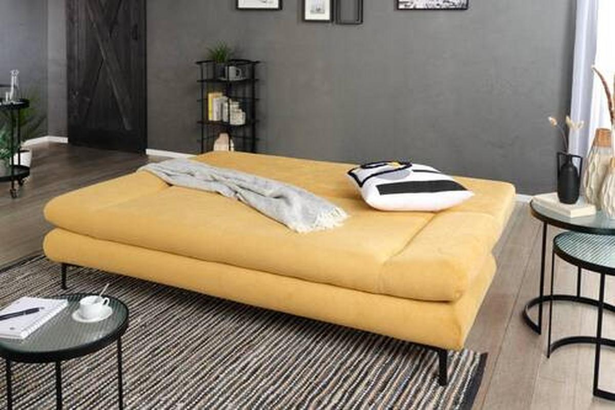 Schlafsofa in Gelb mit Bettfunktion - Gelb/Schwarz, MODERN, Textil (191/42-76/86cm) - Based