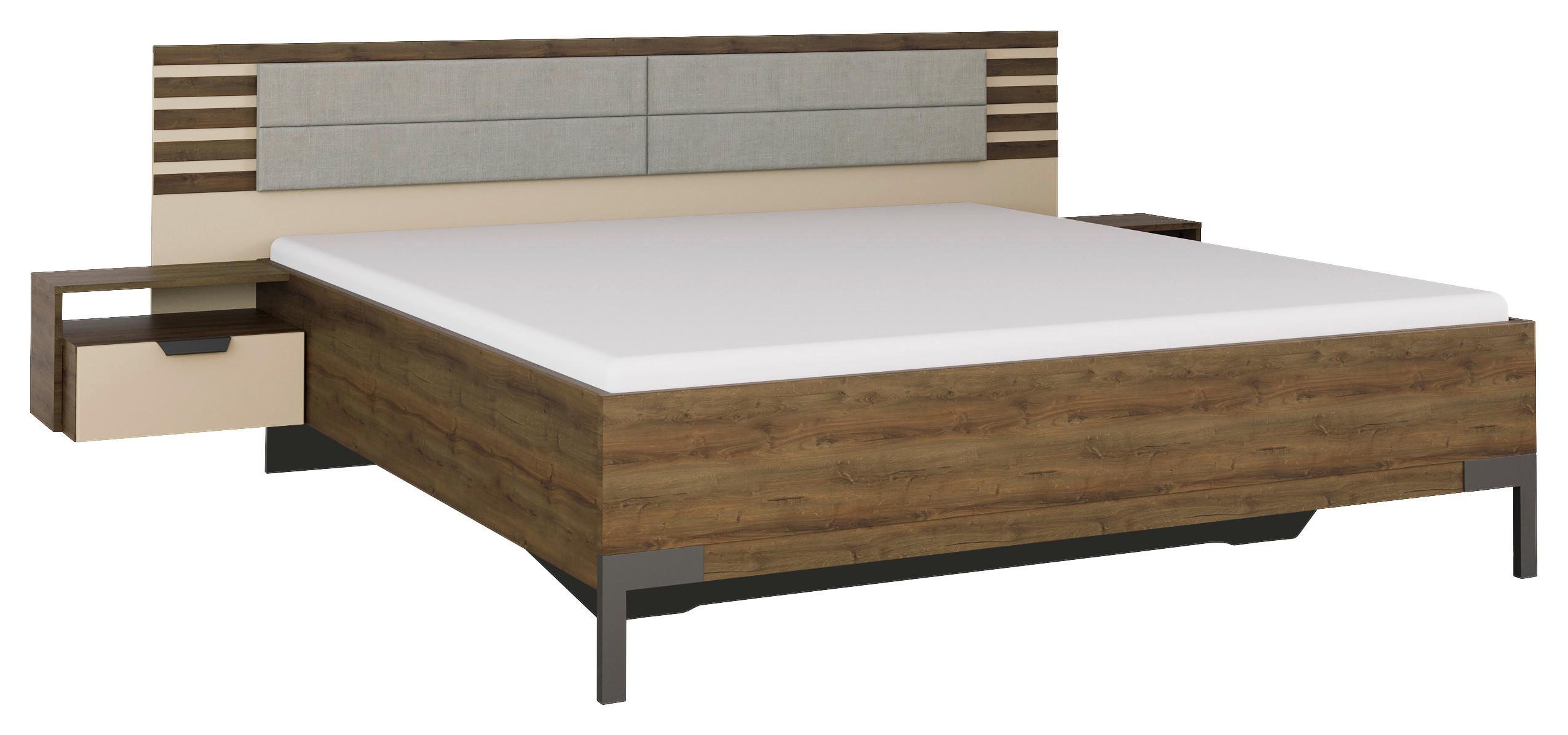 Bettanlage Barea ca. 180x200 cm Champagner/Eiche dunkel - Eiche dunkel/Champagner, MODERN, Holzwerkstoff (180/200cm) - Rauch Möbel