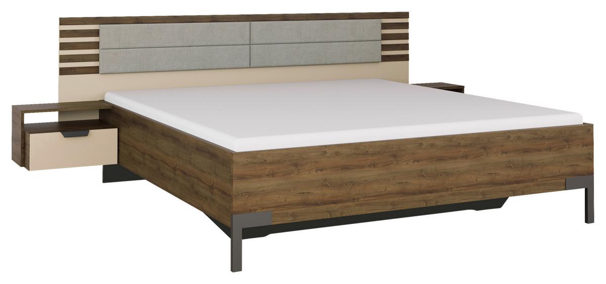 Bettanlage Barea ca. 180x200 cm Champagner/Eiche dunkel - Eiche dunkel/Champagner, MODERN, Holzwerkstoff (180/200cm) - Rauch Möbel
