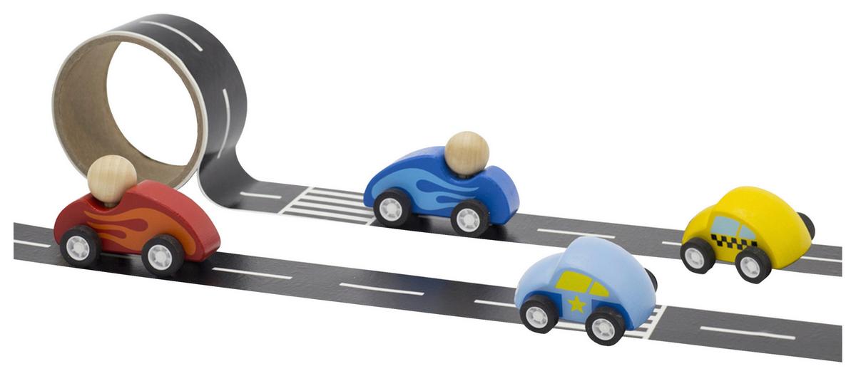 ZESTAW DO ZABAWY DLA DZIECI AUTO I - różnokolorowy, Basics, tworzywo sztuczne/drewno (9,5/5,5/9,5cm) - Based