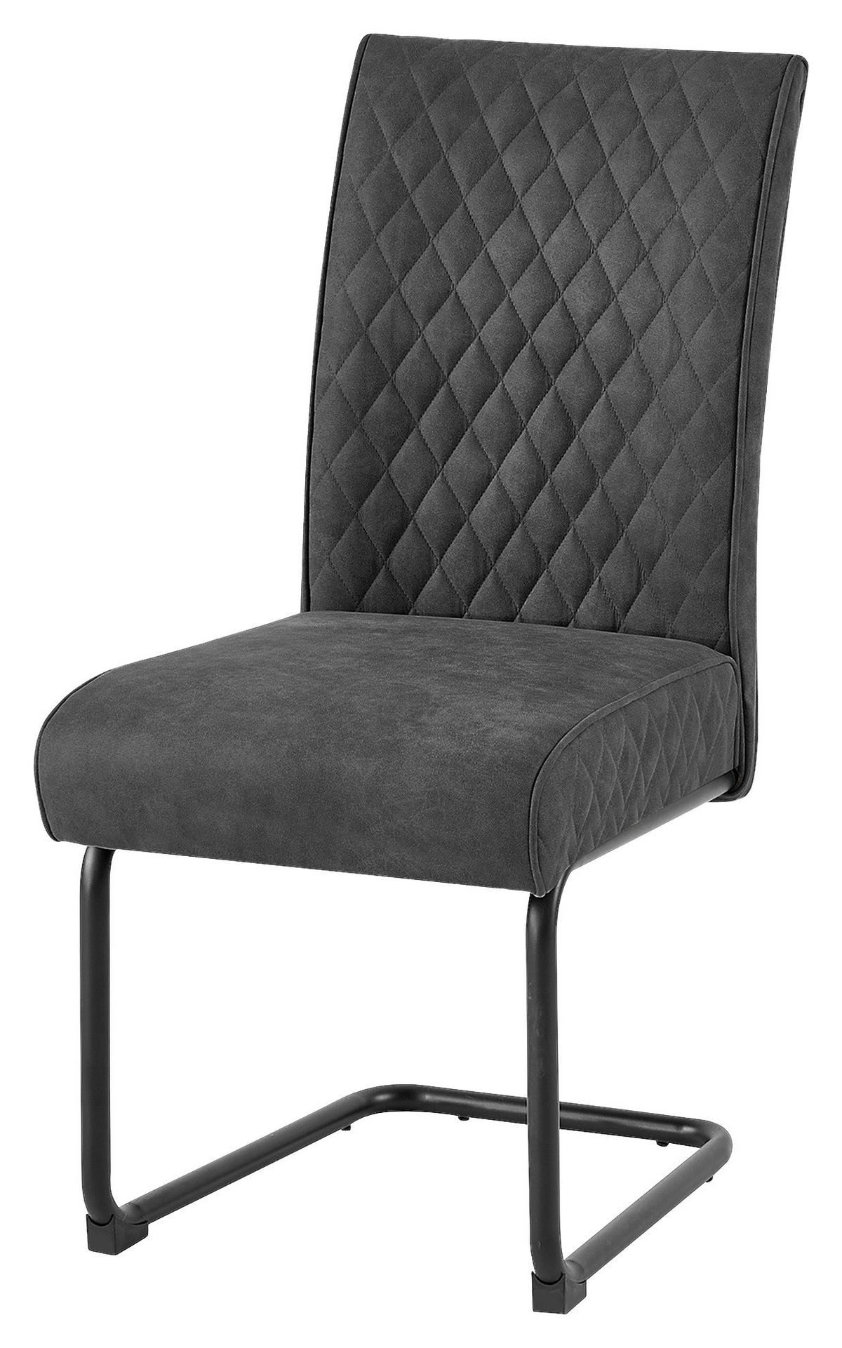 Schwingstuhl-Set Maria-XXL 2er-Set Anthrazit - Anthrazit/Schwarz, MODERN, Textil/Metall (45/95/60cm) - MID.YOU