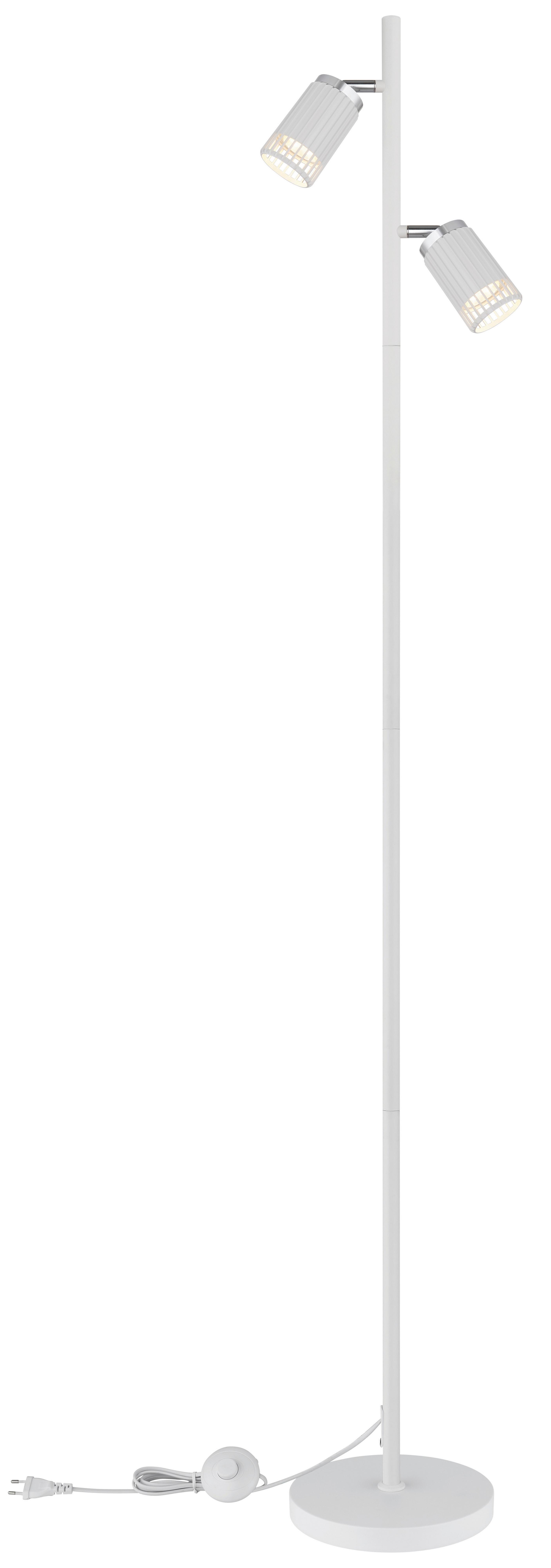 STEHLEUCHTE 57906SW KORBEN - Chromfarben/Weiss, Design, Kunststoff/Metall (27,5/22/158cm) - Globo