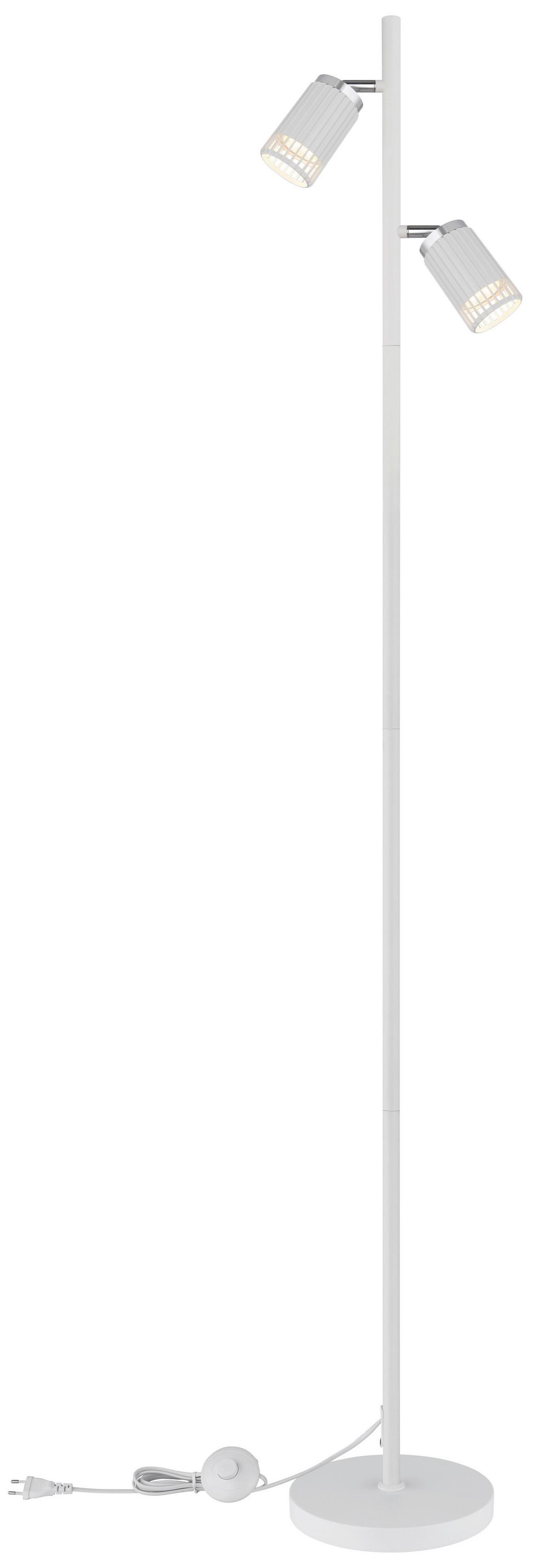 STEHLEUCHTE 57906SW KORBEN - Chromfarben/Weiss, Design, Kunststoff/Metall (27,5/22/158cm) - Globo