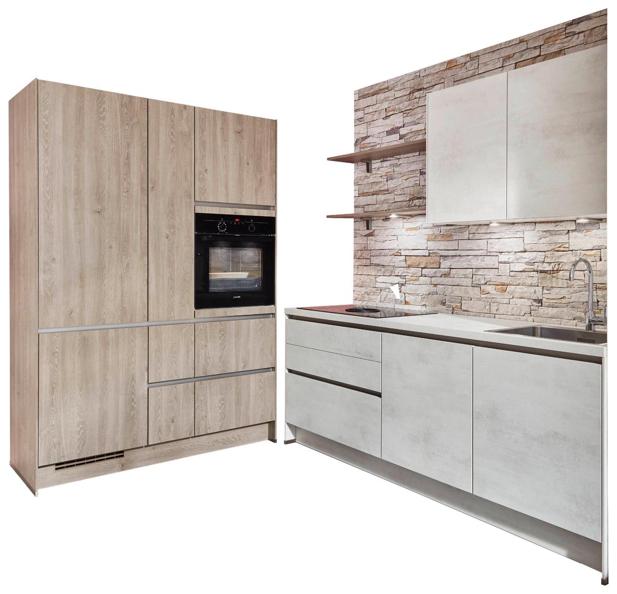 Bucătărie la comandă Riva - gri, Modern, material pe bază de lemn (217,5/277cm) - Nobilia