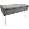 Hockerbank Scarlett Grau Samt mit Stauraum - Goldfarben/Grau, Design, Textil/Metall (75/42/30cm) - Echtwerk