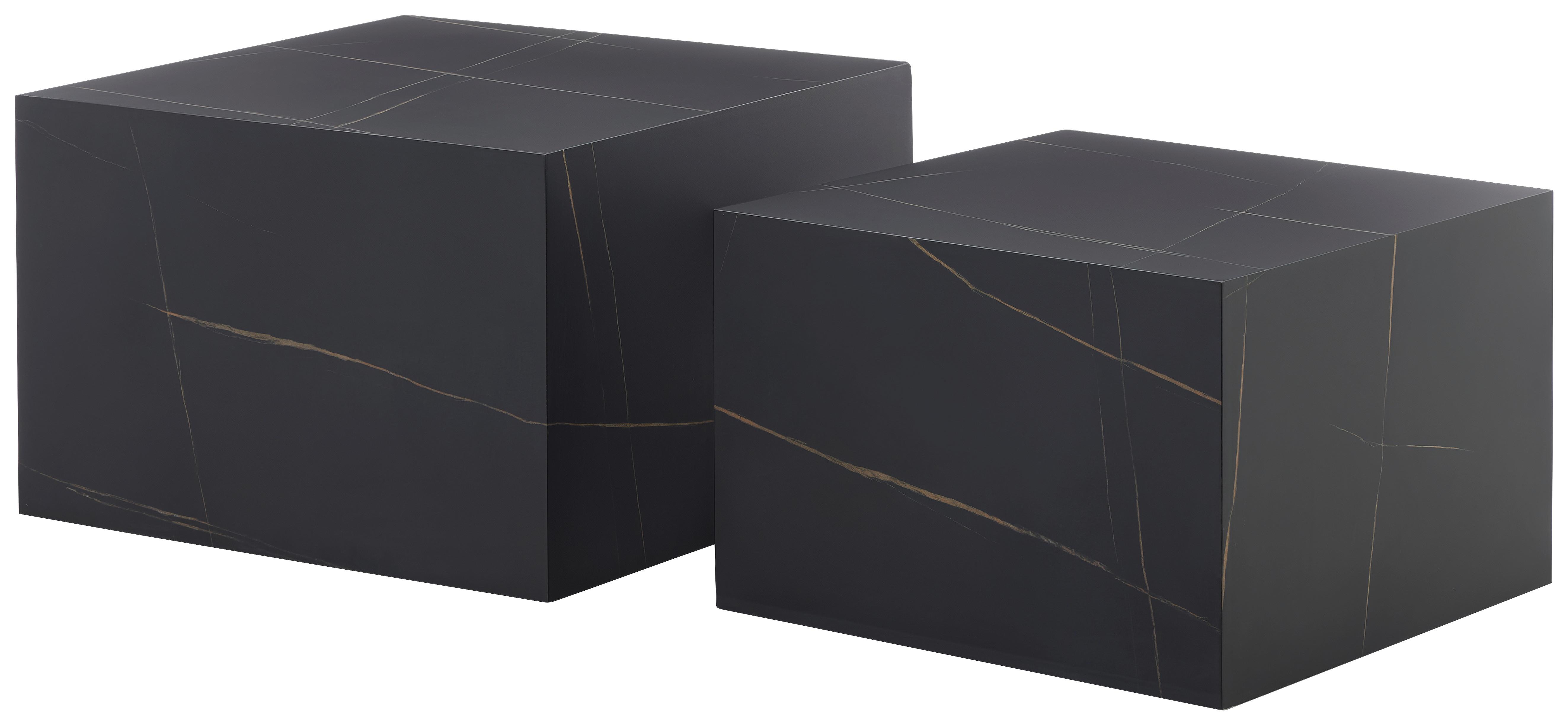 Măsuță de cafea AVRIL - auriu/negru, Design, material pe bază de lemn (60/52/40/35/60/52cm) - Modern Living