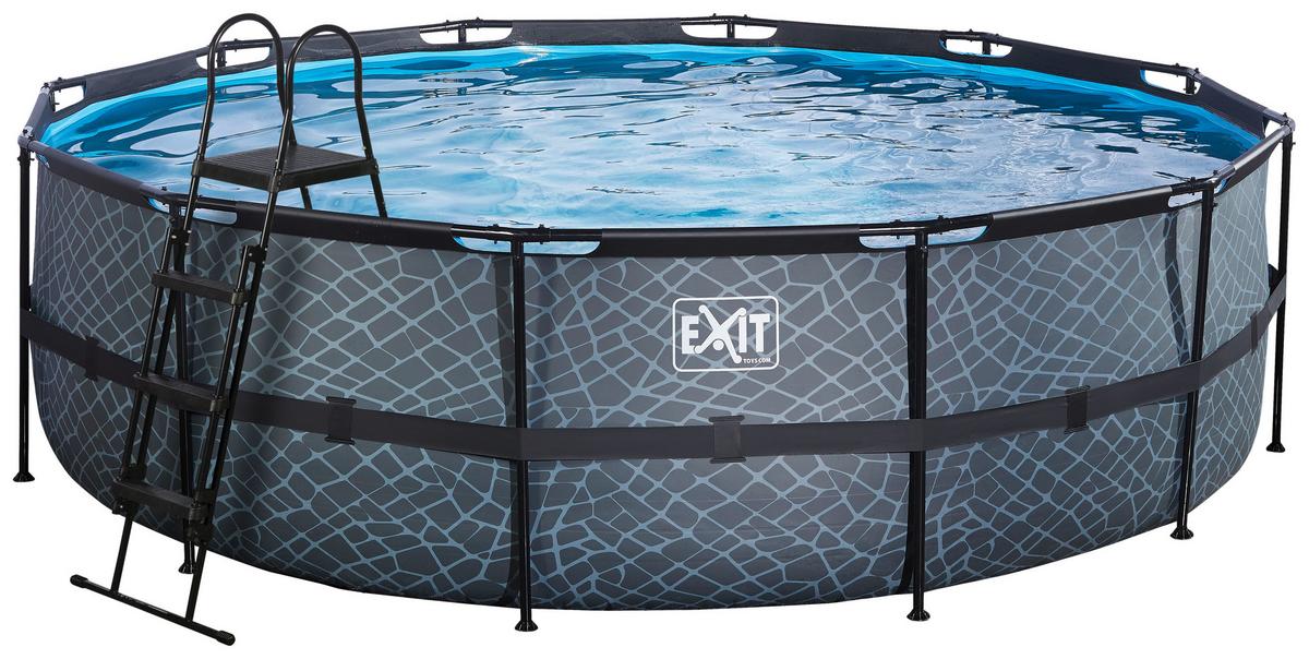 Bazen Exit Stone Pool, Črpalka S Peščenim Filtrom, Ø 488cm - siva, Konvencionalno, kovina (488/122cm) - EXIT Toys