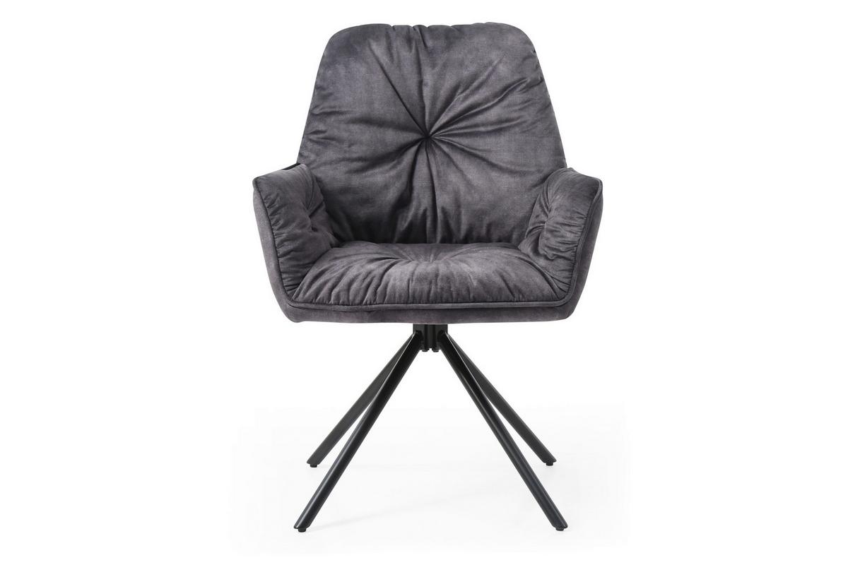 Naslanjač Vintage, Črna, Vrtljiv - črna, Moderno, kovina/tekstil (61/90/59cm) - Livetastic