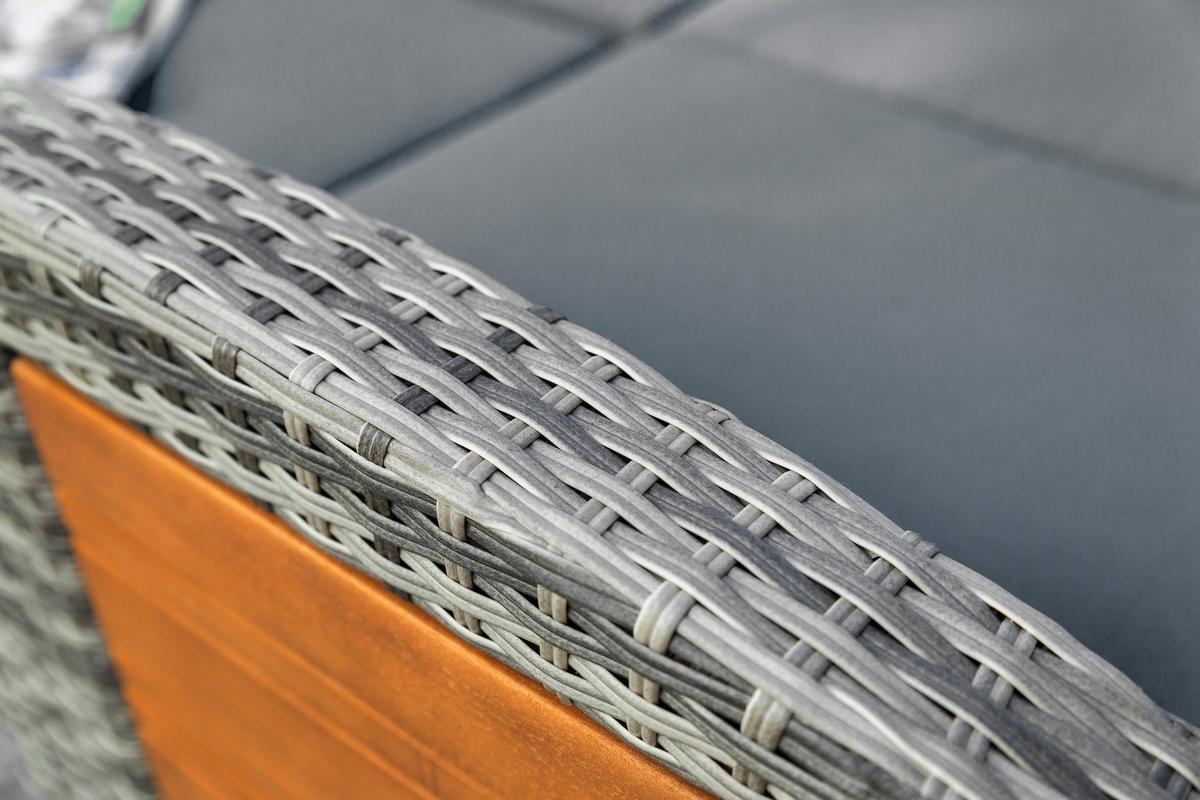 Loungegarnitur 2-teilig Bahia Tobago Holz/Metall mit Kissen - Grau, Basics, Holz/Textil (117/93/74cm) - Gardenson