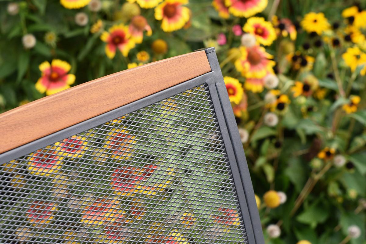 Balkonset Patmos Holz 5-tlg. - Graphitfarben/Grau, KONVENTIONELL, Holz/Textil - Gardenson