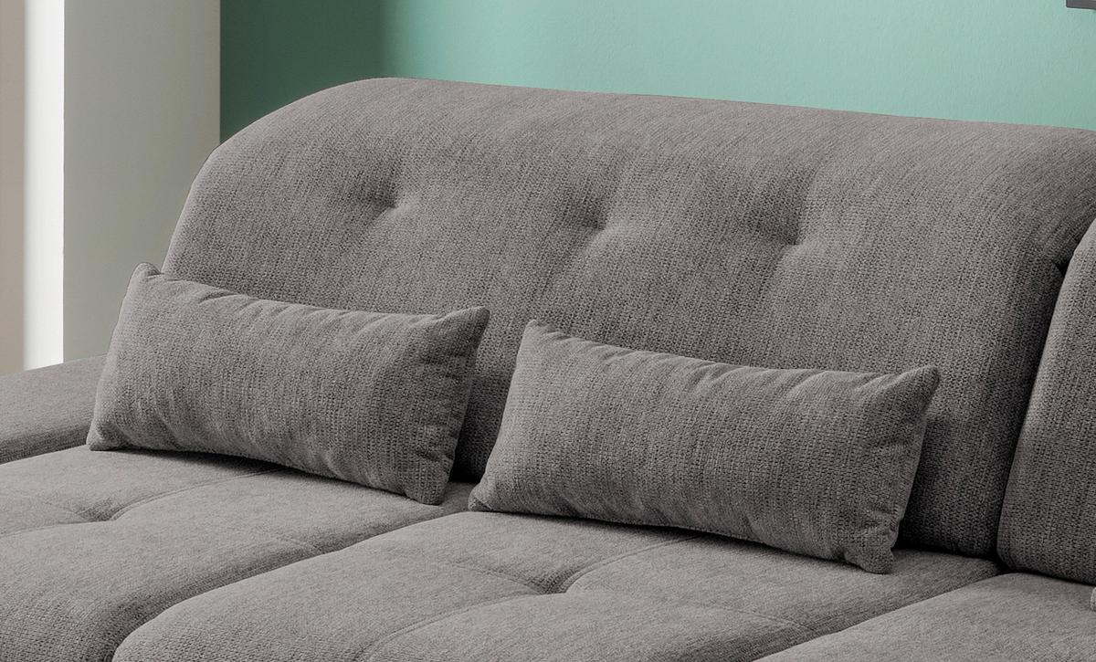 Wohnlandschaft Dalida Graubraun Chenille - Chromfarben/Graubraun, Design, Textil/Metall (300/196cm) - Livetastic