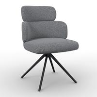 Armlehnstuhl Karo Grau Webstoff Drehbar Gepolstert - Schwarz/Grau, MODERN, Textil/Metall (58/88/65cm) - Bessagi Home