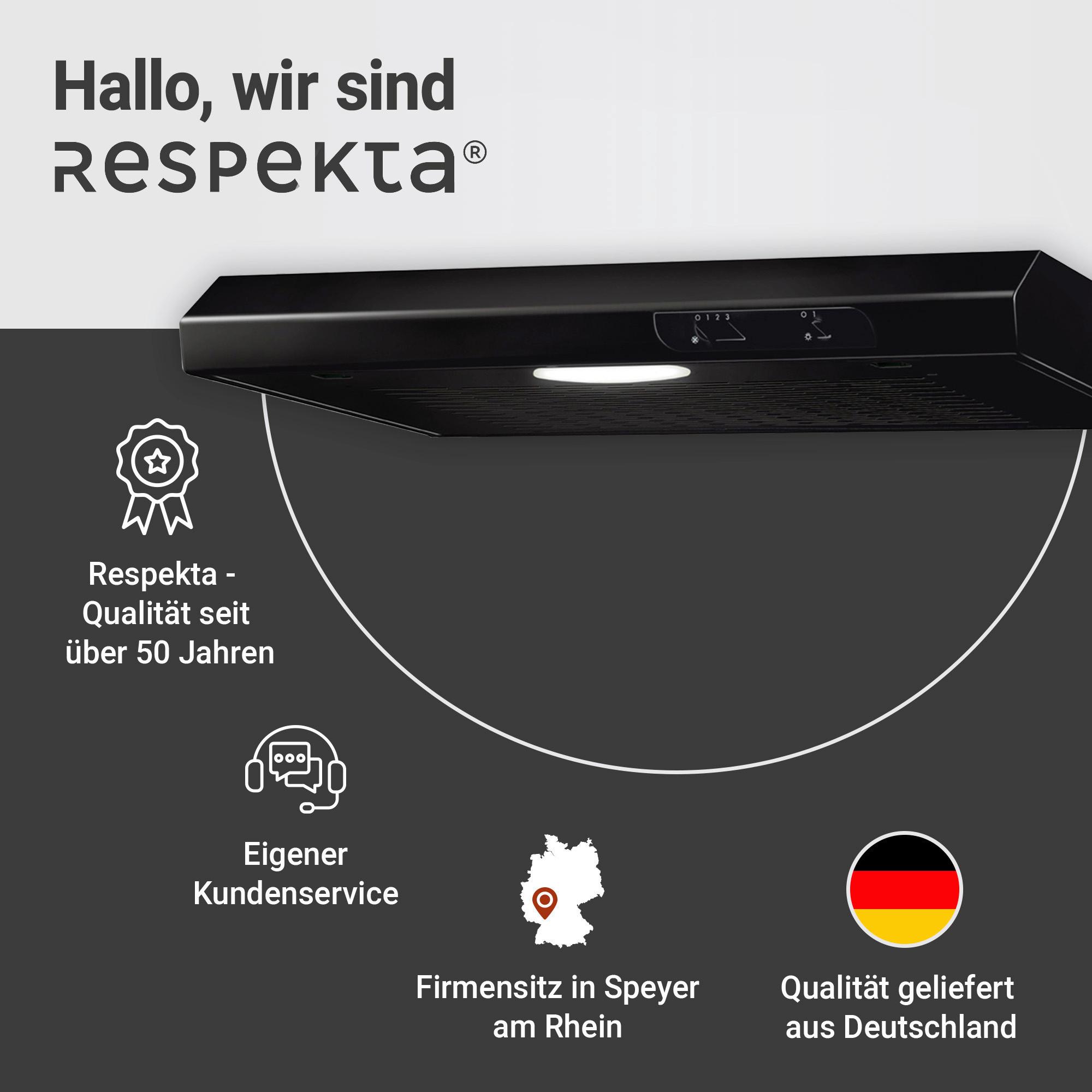 Dunstabzugshaube Suna ca. 60/7,6/47 cm Schwarz - Schwarz, Trend, Metall (60/7,6/47cm) - Respekta