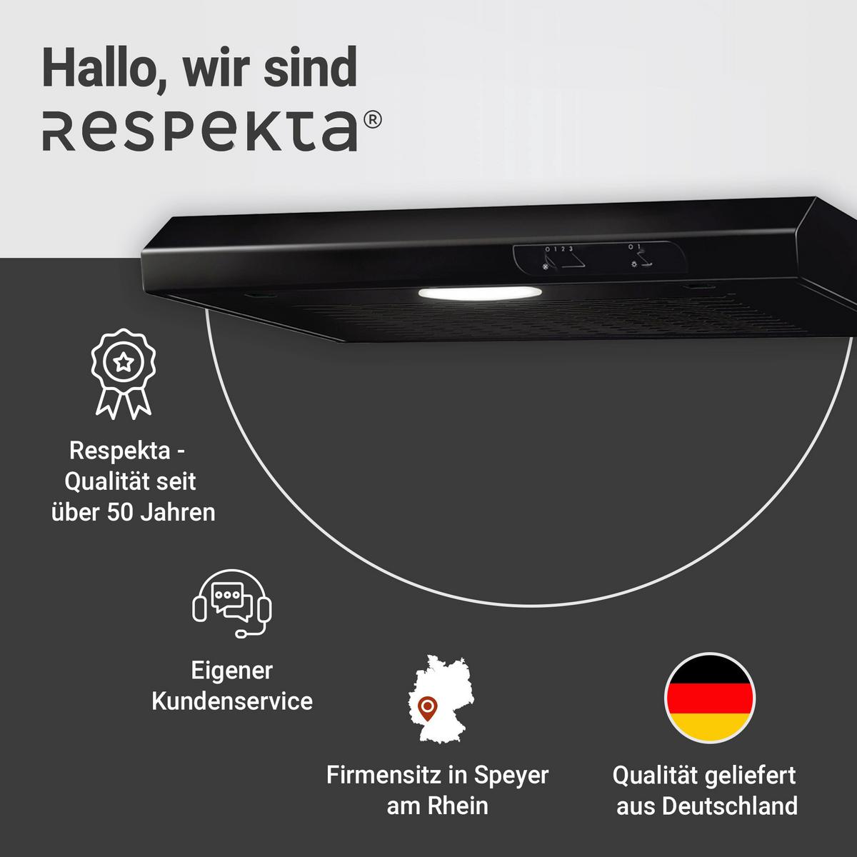 Dunstabzugshaube Suna ca. 60/7,6/47 cm Schwarz - Schwarz, Trend, Metall (60/7,6/47cm) - Respekta
