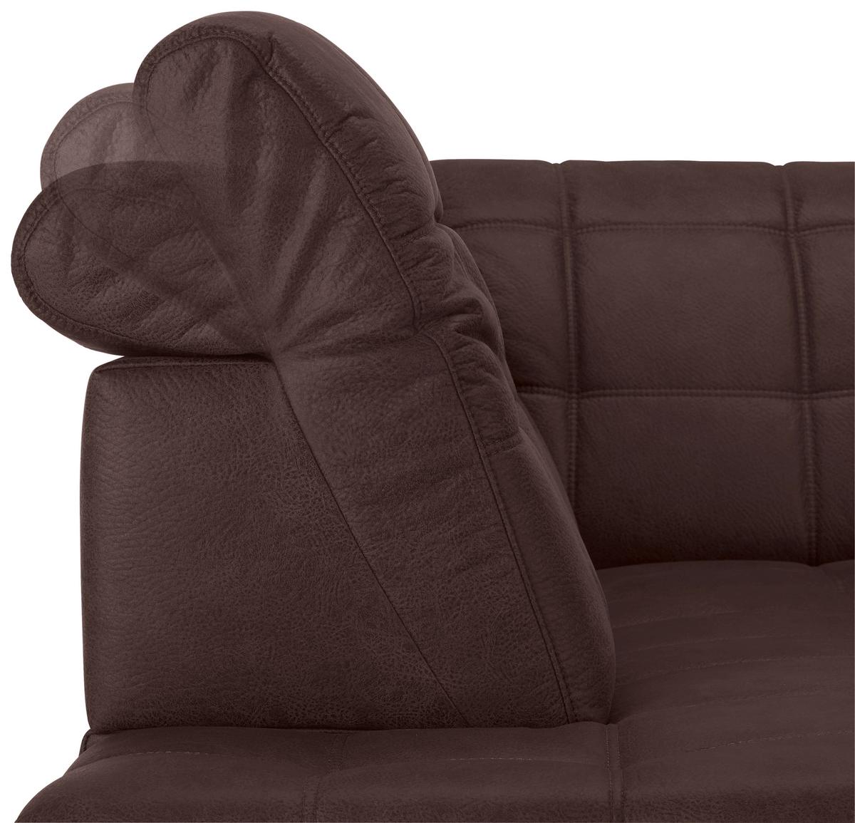 Ecksofa Panama links Braun - Schwarz/Braun, KONVENTIONELL, Textil/Metall (216/89-102/304cm) - Premium Living