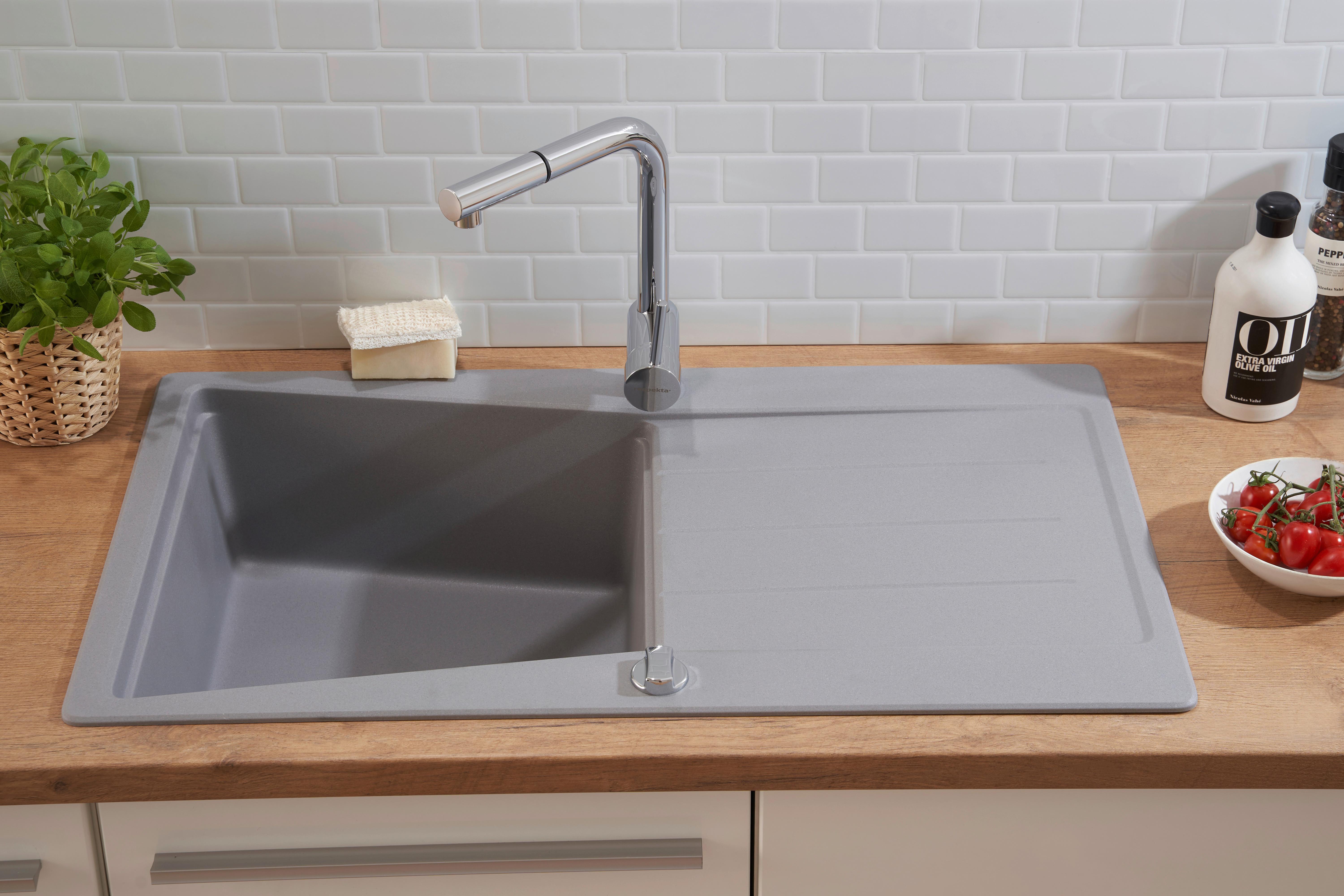 Granitspüle Seattle ca. 86x20x50 cm Grau - Grau, Trend, Stein (86/20/50cm) - Respekta
