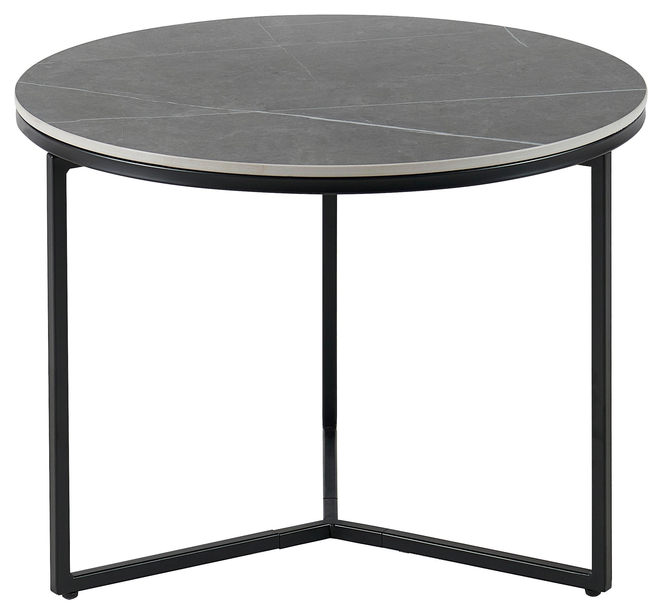 STOLIK BOCZNY MARBLE - czarny/szary, Design, metal/ceramika (60/60/45cm) - Livetastic