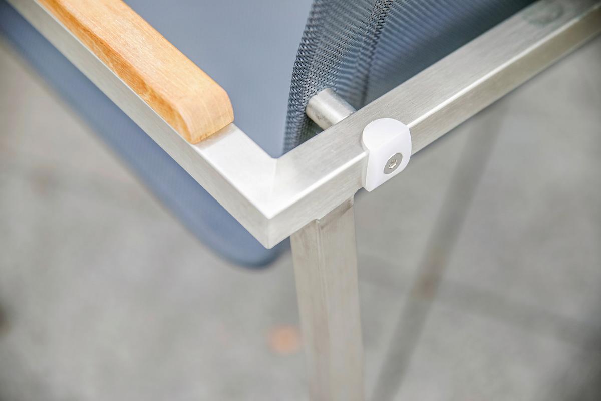 Gartengarnitur 5-tlg. Sydney Edelstahl - Silberfarben/Teakfarben, MODERN, Glas/Holz - Gardenson