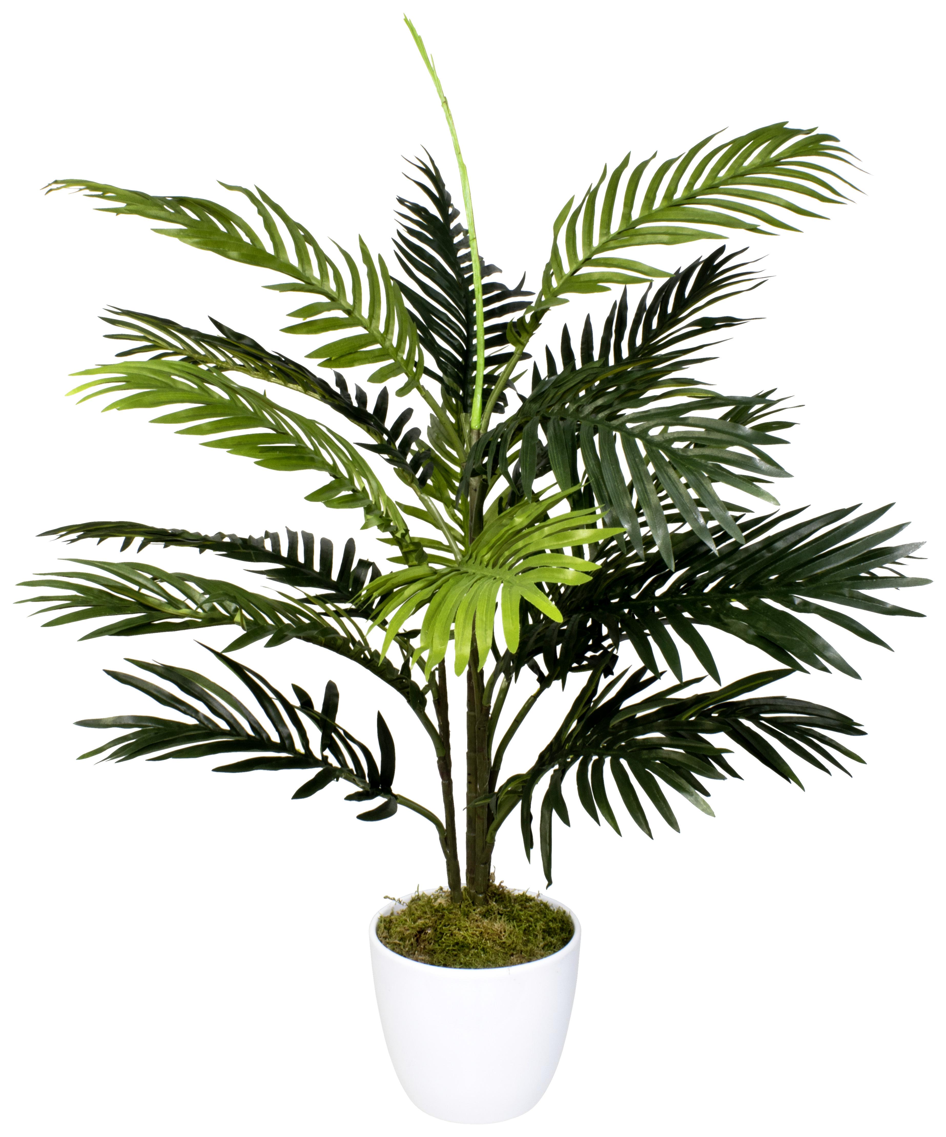 Kunstpflanze Areca Palme I - weiss/Grün, Natur, Keramik/Kunststoff (90cm) - Modern Living