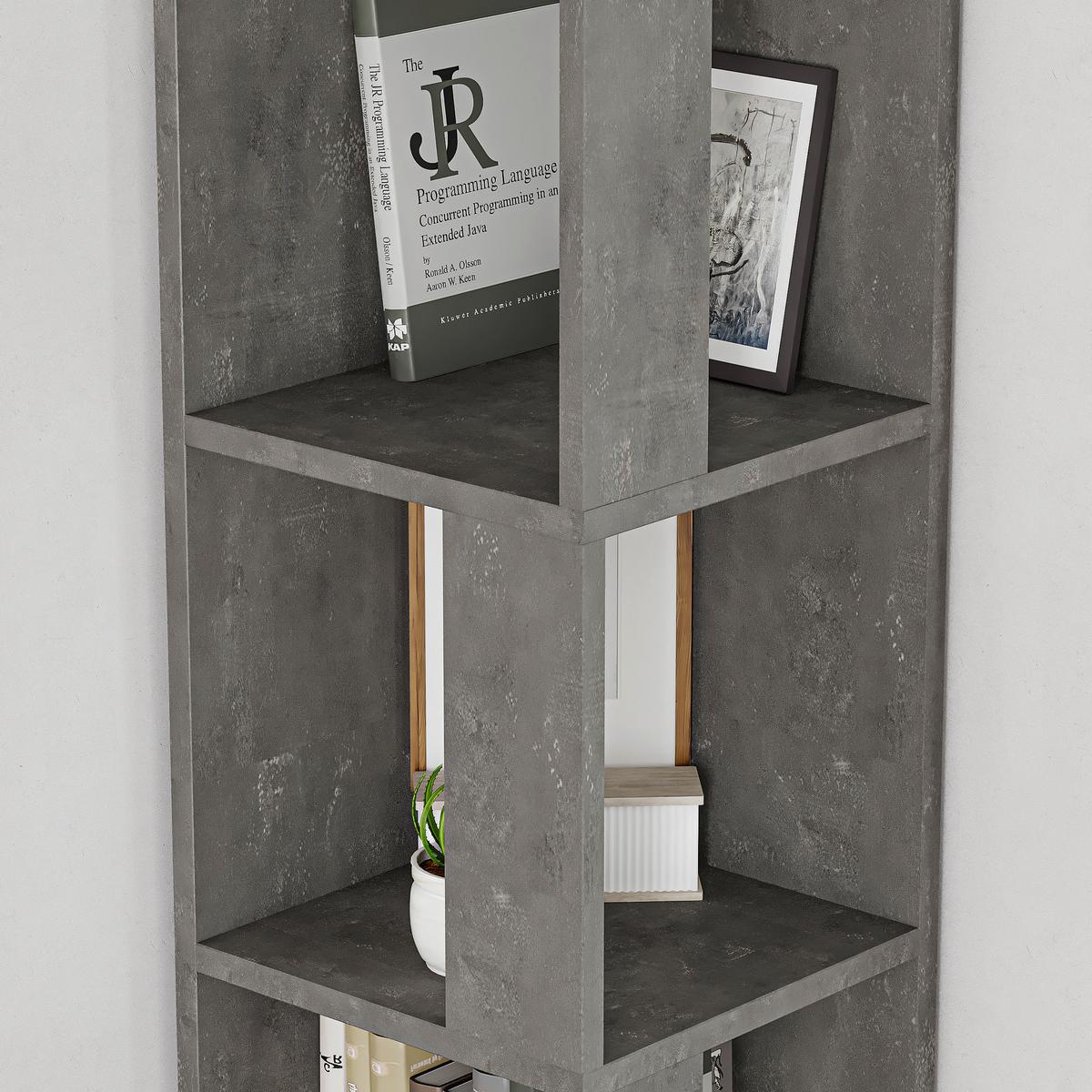 Eckregal PIANO Grau ca. 32x159x32 cm - Grau, Design, Holzwerkstoff (32/159/32cm) - Livetastic